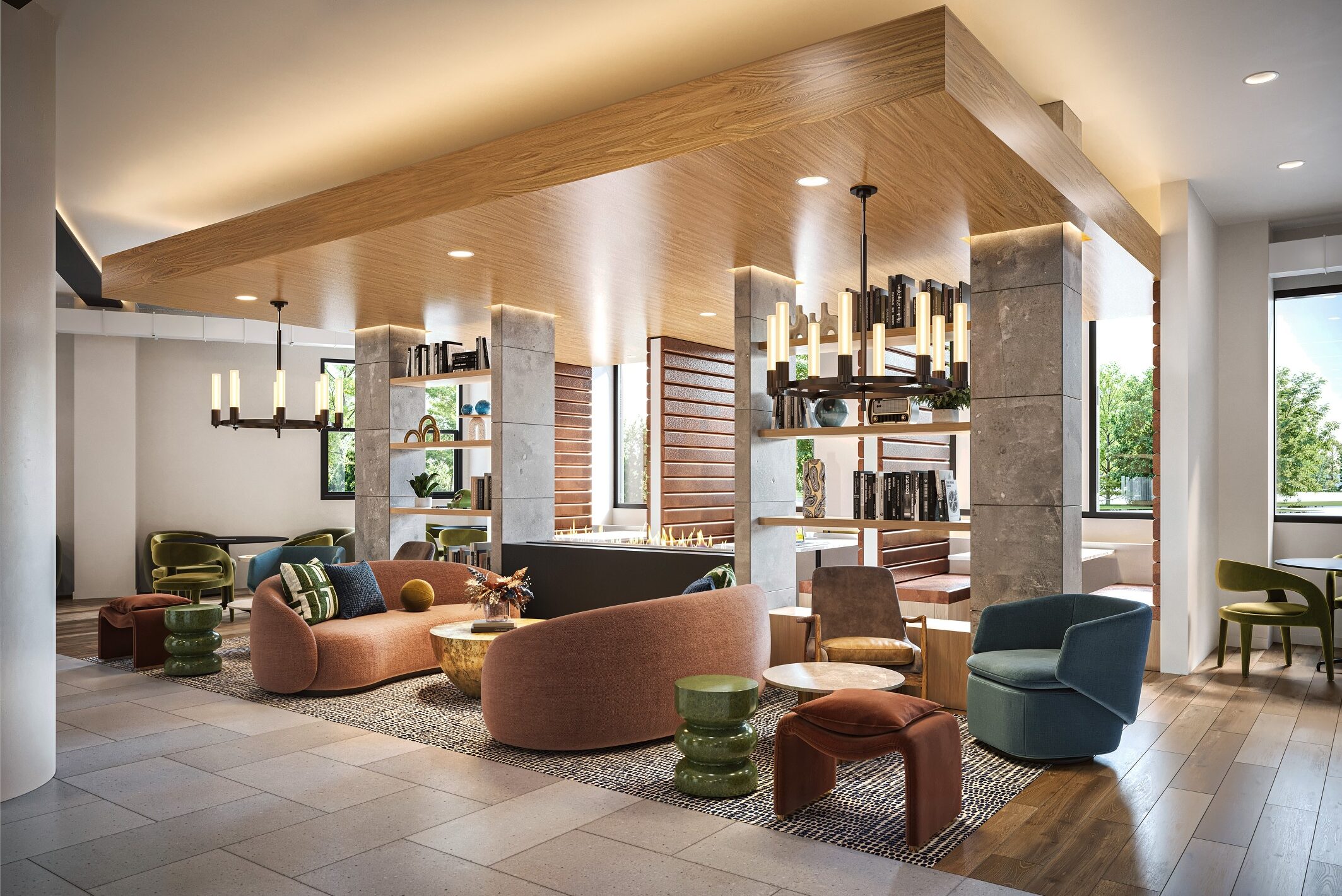 Rendering of the luxury clubroom at The Marshall Binghamton
